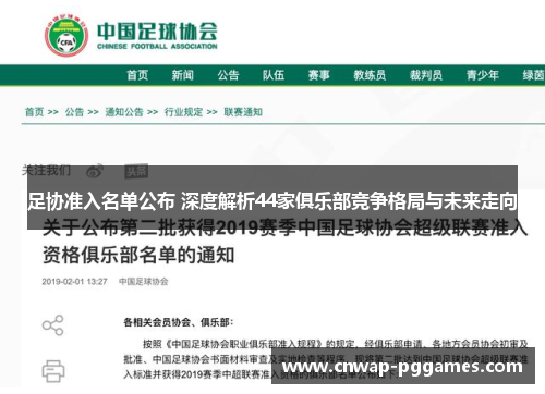 足协准入名单公布 深度解析44家俱乐部竞争格局与未来走向